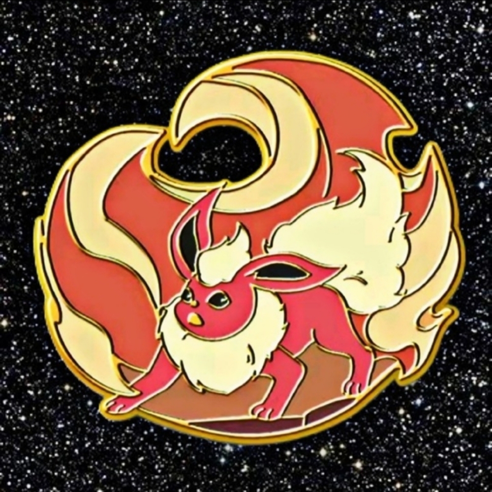 Pokemon Flareon Enamel Pin - Red and Cream